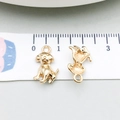 Detailed size view of gold alloy puppy charm showing front and back with ruler - KC Gold Sitting Dog 17*10mm