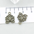 Bronze lotus pendant with dark enamel inlay for DIY necklace and jewelry making - Lotus (20488)