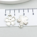Silver flower charms with heart-shaped petals and top loops for DIY jewelry making - Cherry Blossom (20453)
