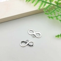 Infinity symbol alloy pendant in silver finish and black rhinestone inlay style - Infinity Symbol Style (4082)