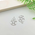 Polished silver pentagram star charms for DIY necklace and bracelet jewelry making - Hollow Pentagram Style (4085)