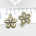 Bronze flower alloy pendant with horizontal stripes for DIY jewelry making - Hollow Flower (20490)