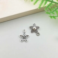 Vintage silver flower charms in six-petal design for DIY jewelry making accessories - Flower Style (4367)