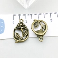 Pair of antique bronze alloy rose pendants for DIY jewelry making with metric ruler scale - Hollow Rose (20492)