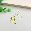 Golden I LOVE MAMA heart charm with yellow enamel rose for DIY jewelry making - Yellow Flower Style (18541)