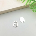 Silver oval metal pendant with Made With Love engraving for DIY jewelry making - Made With Love Tag Style (4840)