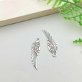 Silver alloy wing pendant charms with detailed feather texture for DIY jewelry making - Wing Style (5009)