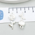Polished silver alloy rose and cherry pendant charms for DIY jewelry making - Rose (20460)