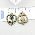 Antique bronze heart-shaped hollow rose pendant for DIY jewelry making charm - Heart-shaped Rose (20497)