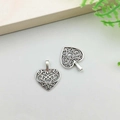 Antique silver filigree heart and spade metal pendants for DIY jewelry making - Heart Style (6297)