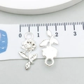 Silver alloy rose flower charm for DIY jewelry making, showing front and back views - Rose (20462)