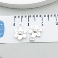 Silver flower pendant charms shown with measurement scale for DIY jewelry making - Small Flower (20463)