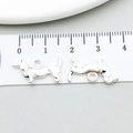 Polished silver alloy dachshund dog charm pendant for DIY bracelets and necklaces - Bright Silver Dachshund (20538)