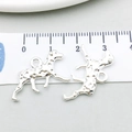 Silver Dalmatian dog alloy charm for jewelry making shown with measuring tape - Bright Silver Spotted Walking Dog (20540)