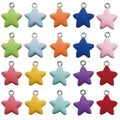 Colorful frosted resin star pendants with metal rings for DIY jewelry making - Mixed Colors (20 Pack)