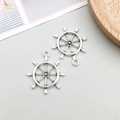 Silver nautical ship wheel charms for DIY jewelry making necklaces and bracelets - Antique Silver Ship's Wheel 25*28mm (3272)