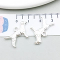 Antique silver dog pendant for DIY jewelry measured next to a ruler for size - Bright Silver Golden Retriever (20547)
