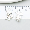 Silver puppy charm pair with measurement scale showing 2cm size for DIY jewelry - Bright Silver Smiling Dog (20548)