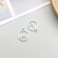 Paire de pendentifs symbole de paix argentés pour la création de bijoux DIY - Symbole de Paix Argent Antique 12*15mm (5589)