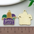 Pendentif de carnaval Mardi Gras avec émail violet vert or pour bijoux DIY - Chapeau de Joker Violet (22052)