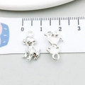 Silver dog charm pendant in sitting pose with measurement scale for DIY jewelry making - Bright Silver Sitting Puppy (20549)