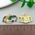 Pendentif chapeau de cirque Mardi Gras en émail violet vert or pour création bijoux DIY - Chapeau de Joker Violet (22053)