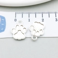 Silver alloy paw print charm pendants for DIY jewelry making, showing size and scale - Bright Silver Striped Paw (20636)