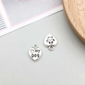 Pendentifs cœur argent antique avec gravure my DOG et patte de chien pour bijoux DIY - Cœur Argent Antique 10*12mm (7277)