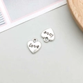 Pendentif cœur en argent antique avec gravure Love et anneau pour bijoux DIY - Cœur Lettre Argent Antique 10*12mm (8005)