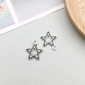 Deux breloques étoiles en alliage argenté vieilli pour la création de bijoux DIY - Étoile à Cinq Branches Argent Antique 15x17mm (8767)
