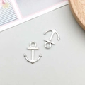 Paire de pendentifs ancre en argent antique avec sirène pour la création de bijoux - Ancre Argent Antique 11*14mm (11318)