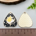 Ciondolo a cuore in smalto con design tarocchi sole e luna per gioielli fai-da-te - Motivo Sole Luna (21809) / 26*23mm
