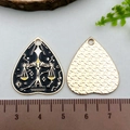 Pendaglio cuore tarocchi in smalto nero con costellazione Bilancia e trama dorata - Motivo Bilancia della Giustizia (21810) / 26*23mm