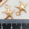 Macro view of gold-plated starfish alloy pendants for DIY jewelry making accessories - Starfish Pendant (11606) / 13*16mm