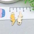 Yellow lightning bolt alloy charm for DIY jewelry with golden finish and 25mm length - Yellow (12484)