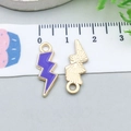 DIY colorful lightning bolt pendants in purple oil drip and gold finish for jewelry - Purple (12486)