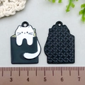 Cute black and white enamel cat pendant for DIY jewelry bracelets and necklaces - 27*19mm / Cat Reading Book (Style 2)
