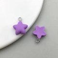 Matte purple resin star pendant charms with silver loops for DIY jewelry making - Purple
