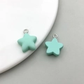 Mint green matte resin star pendant with silver jump ring for DIY jewelry making - Light Blue