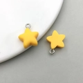 Two yellow matte resin star pendants with silver metal loops for DIY jewelry making - Yellow