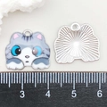 Pendentif chat émaillé gris à rayures pour bracelets DIY et création de bijoux - Chat à Motif Gris (19307)