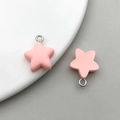 Pair of light pink matte resin star pendants with silver rings for DIY jewelry - Pink