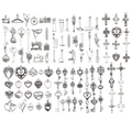 Set van 100 antieke zilveren bedeltjes met naaimachines en harten voor DIY sieraden maken - Gemengde Antiek Zilveren Stijl (SN1027)