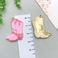 Pink enamel western cowboy boot charms in alloy metal for DIY jewelry and accessories - Pink Cowboy Boot (19728)