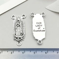 Silver Guadalupe virgin Mary religious cross pendant for DIY jewelry making - Our Lady of Guadalupe 3-Hole Connector (9820)