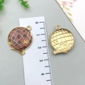 Disco ball pendant with pink and brown checkered pattern for DIY keychains and jewelry - Brown Globe (19736)