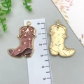 Western cowboy boot enamel pendant in brown with gold plating for DIY jewelry - Brown Cowboy Boot (19738)