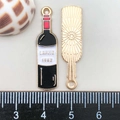 Pendentif en émail bouteille de vin rouge Lafite 1982 pour la création de bijoux DIY - Bouteille de Vin Rouge en Émail Noir (SN967)
