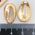 KC gold alloy sea shell charms for DIY jewelry making with polished metallic finish - Cowrie Shell Pendant (17670) / 12*19mm
