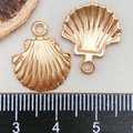 Rose gold seashell charm pendant in alloy with detailed radial texture for DIY jewelry - Scallop Pendant (18281) / 15*18mm